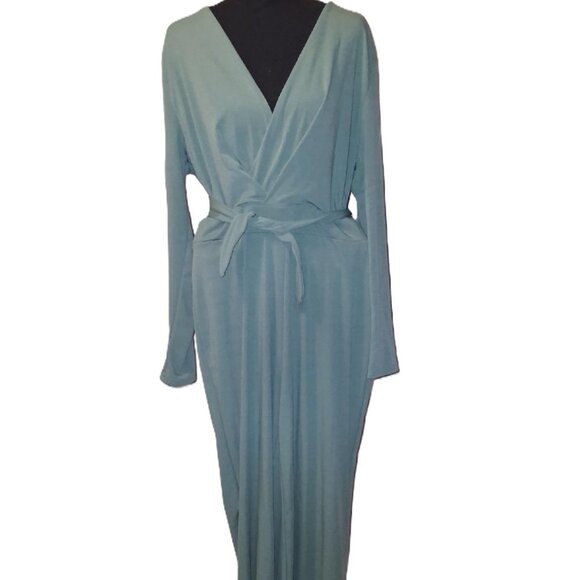 Source Unknown Pants - le Green Tie-Waist Jumpsuit | 3/4 Sleeve | Size L–XL